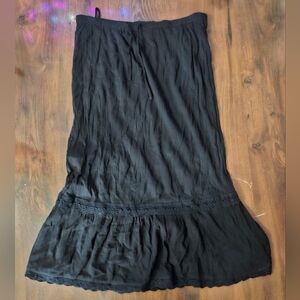 Notations Sport Petite Full Length Black Skirt W/ Lace Trim Size Petite Medium
